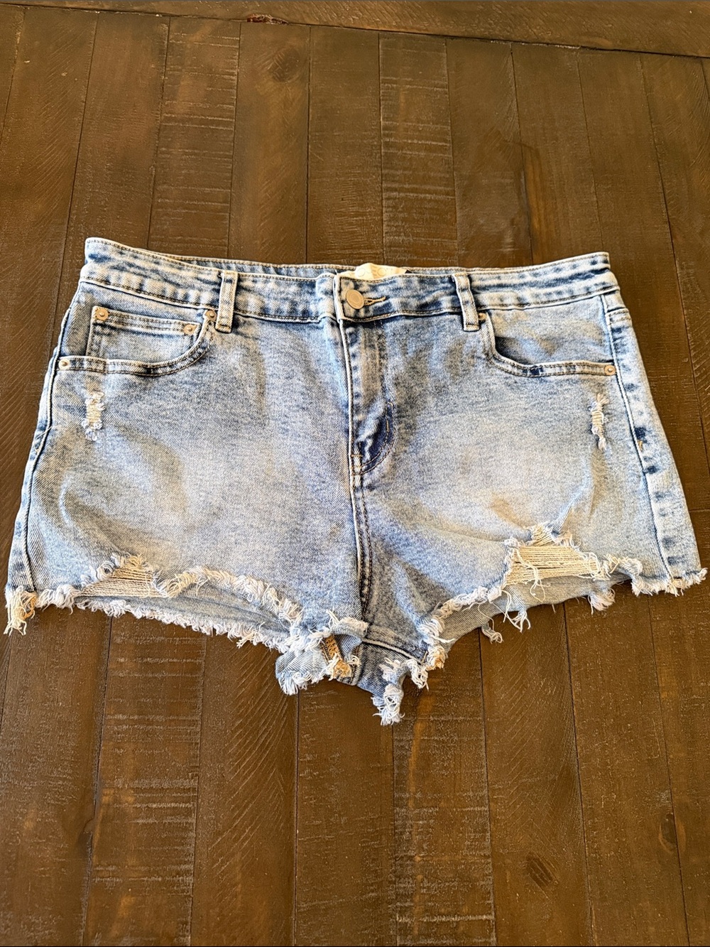 Project Rebel Washed Light Blue Distressed Denim Cutoff Shorts